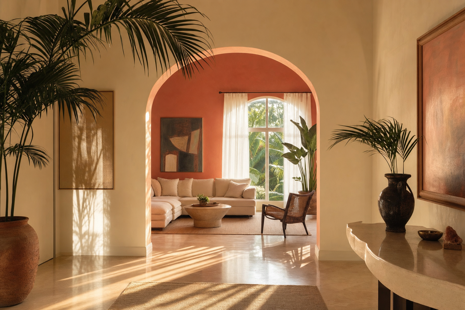 Walking the interior of a Miami home to plan colors